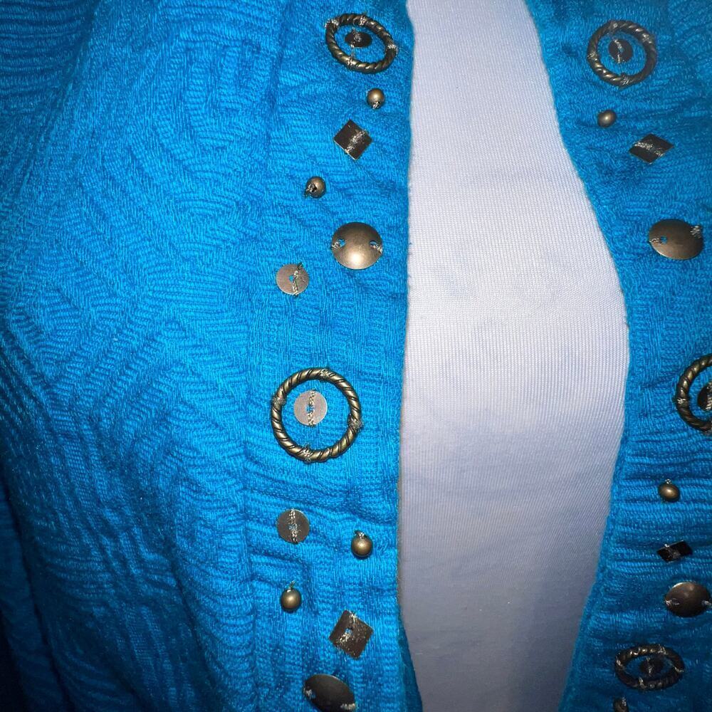 Alfred Dunner women’s size 18 Jacquard jewel embellished open blazer Y2K - Picture 4 of 9